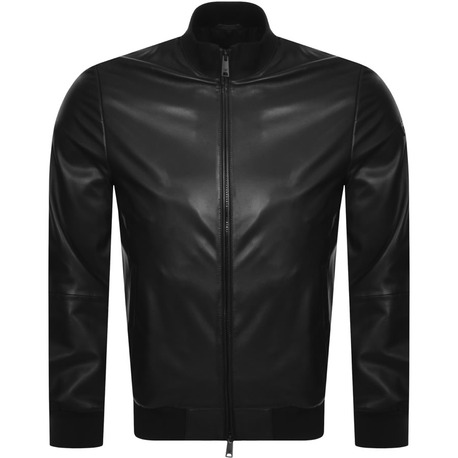 Alternative Image for ProductEmporio Armani Leather Bomber Jacket Black1